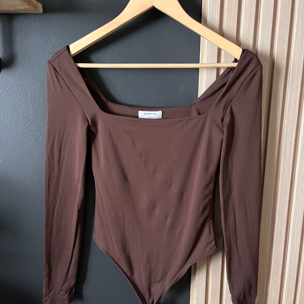 Babaton Brown Long Sleeve Bodysuit